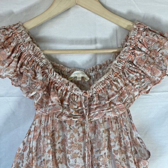 LoveShackFancy Dorin Cropped Woven Cotton Raw Hem Crop Top Sz L - Picture 3 of 8